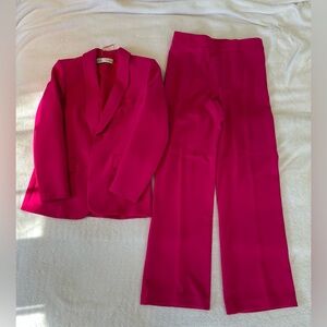 Zara- women’s tuxedo - jacket size M- pants size L - hot pink/fuschia